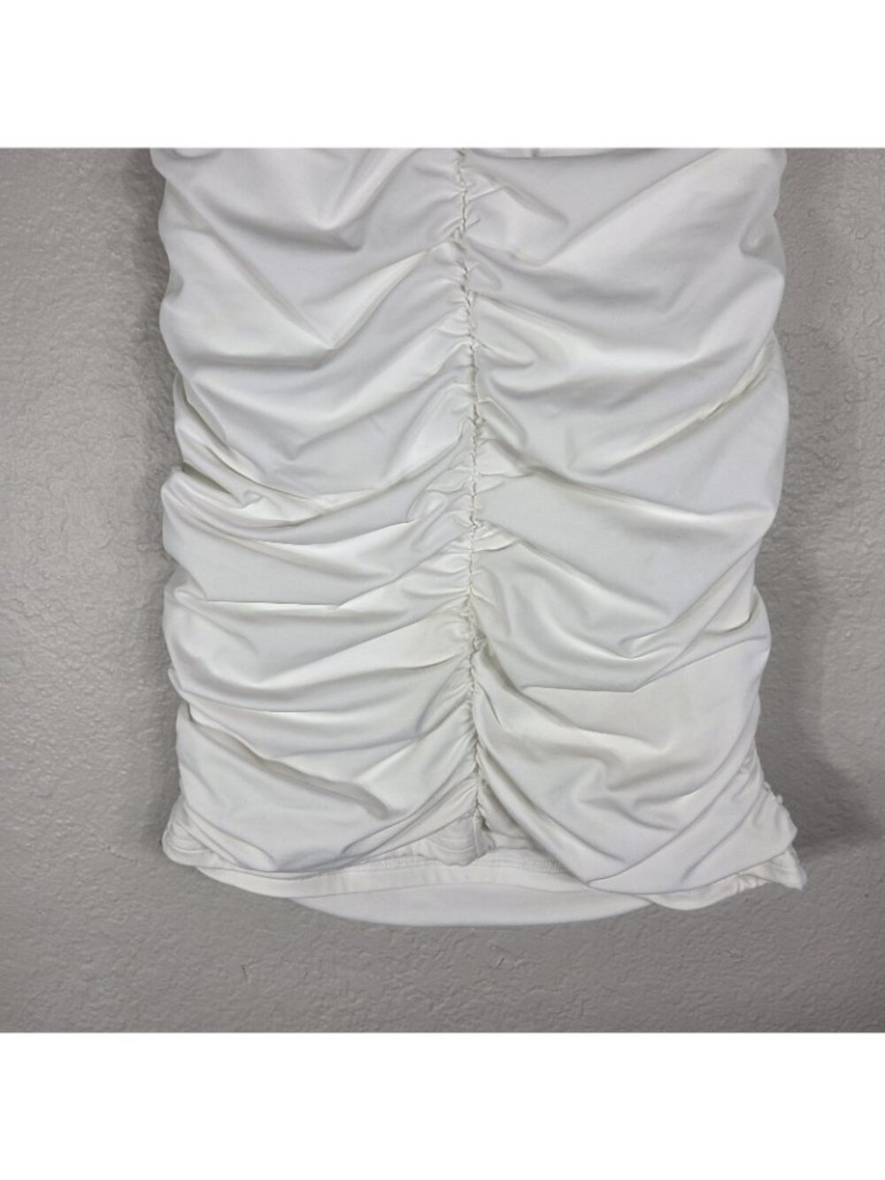 Baby Boo White Ring Linked Cut Out Full Ruched Mini Dress Size S Strapless - Picture 10 of 15